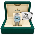 Day-Date Silver Tone Ice Blue Gem-set Bezel 40mm - Watch Vault Au