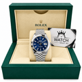 Datejust Silver Tone Blue Dial Smooth Bezel 41mm - Watch Vault Au