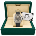 Daytona Silver Tone Sundust Gem-set Bezel Rubber Strap 40mm - Watch Vault Au