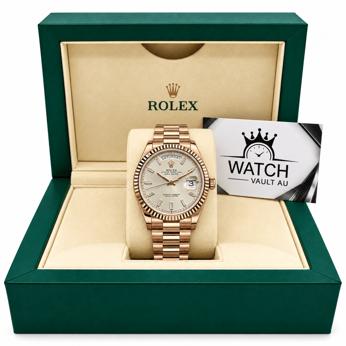 Day-Date Rose Gold Tone Silver Dial 36mm - Watch Vault Au