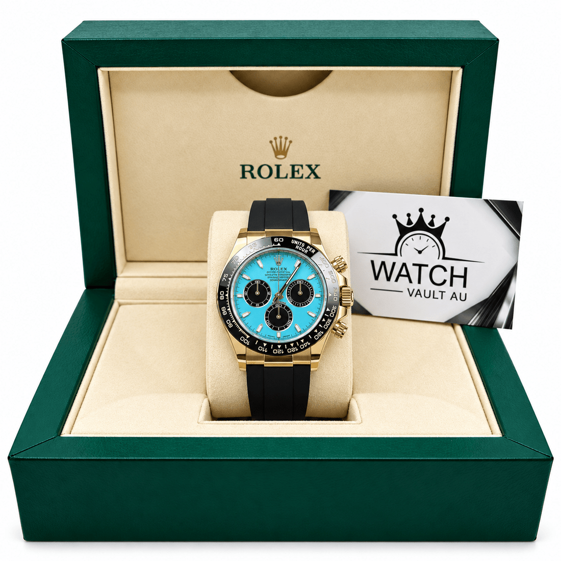 Daytona Yellow Gold Tone Tiffany Dial Rubber Strap 40mm - Watch Vault Au