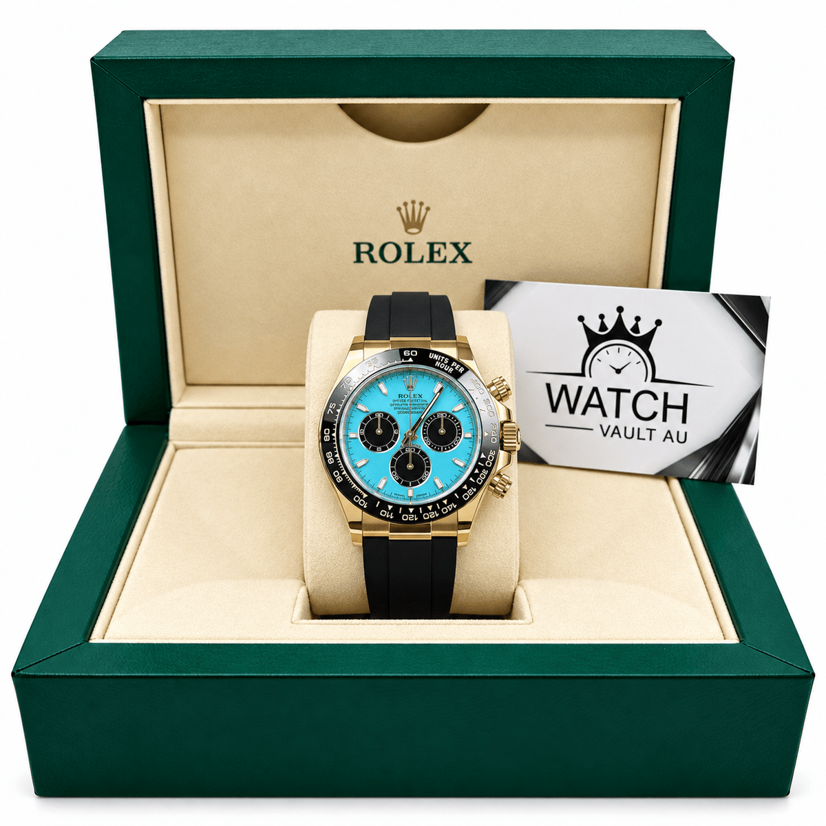 Daytona Yellow Gold Tone Tiffany Dial Rubber Strap 40mm - Watch Vault Au