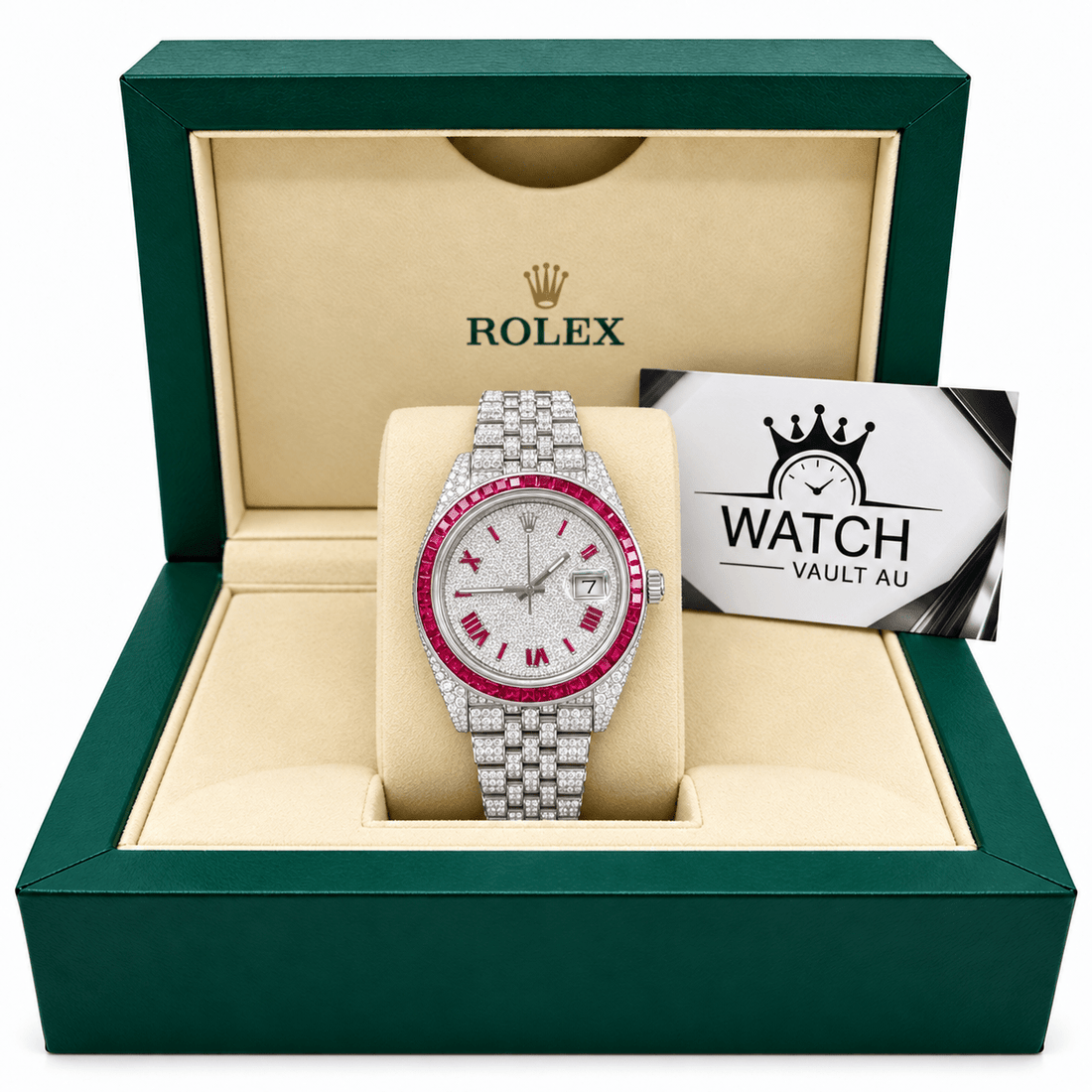 Datejust Red Gem-set Bezel 41mm - Watch Vault Au