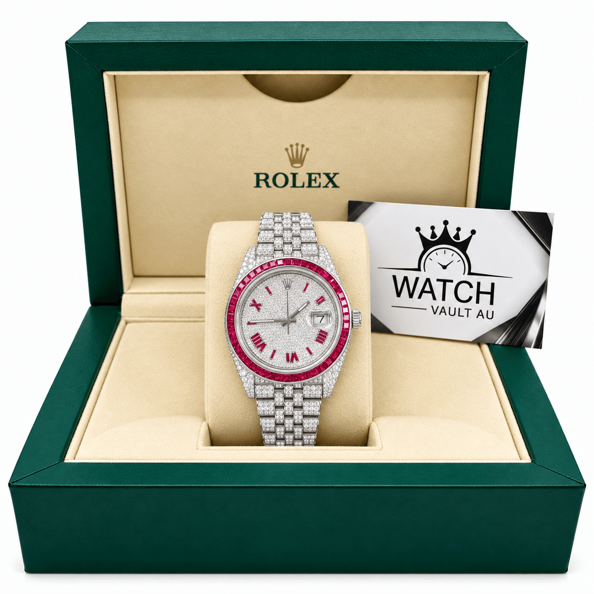 Datejust Red Gem-set Bezel 41mm - Watch Vault Au