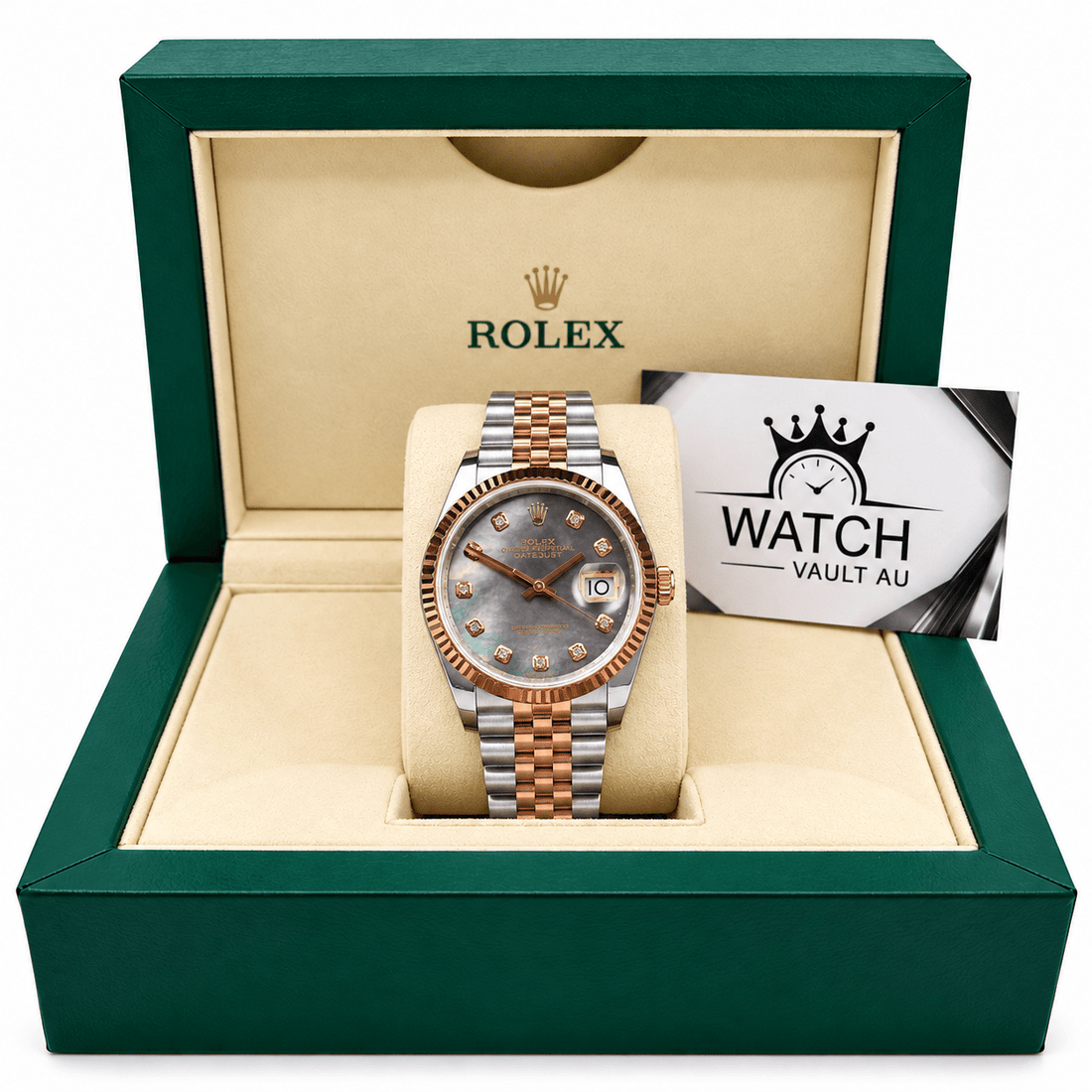 Datejust Two Tone Rose Gold Tone Purple Mother-of-Pearl Dial 36mm - Watch Vault Au