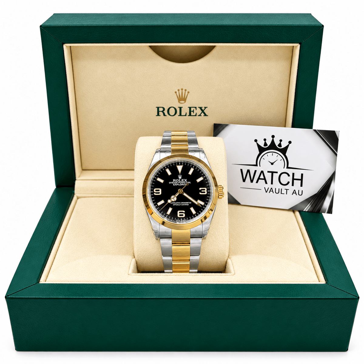 Explorer Two Tone Yellow Gold Tone Black Dial 36mm - Watch Vault Au