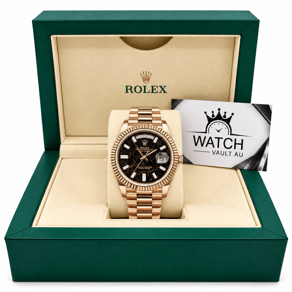 Day-Date Rose Gold Tone Eisenkiesel Style Dial 40mm - Watch Vault Au