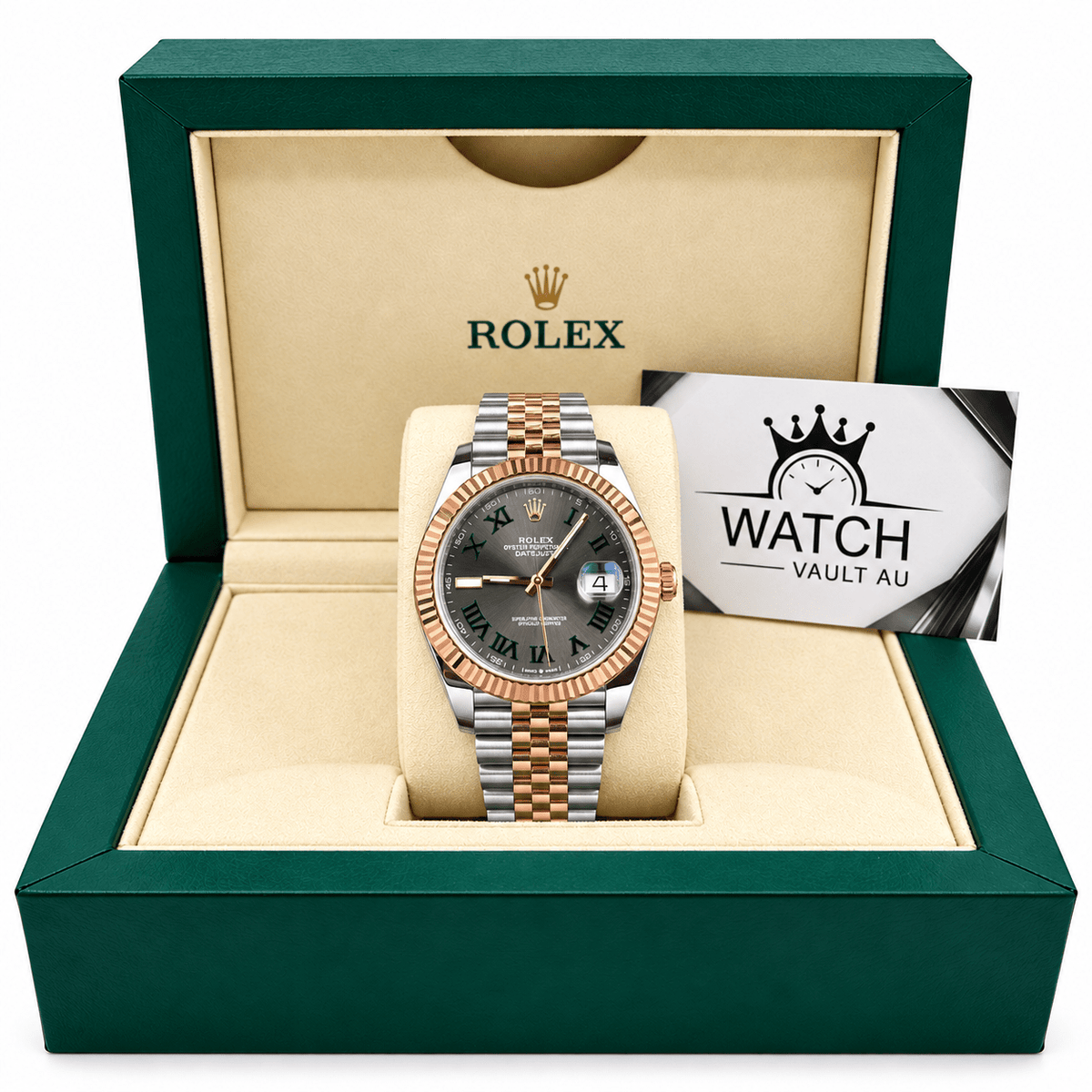 Datejust Two Tone Rose Gold Tone Wimbledon 41mm - Watch Vault Au