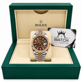 Datejust Two Tone Rose Gold Tone Chocolate Baton Dial 41mm - Watch Vault Au