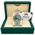 Datejust Silver Tone Mint Green Baton Dial 41mm - Watch Vault Au