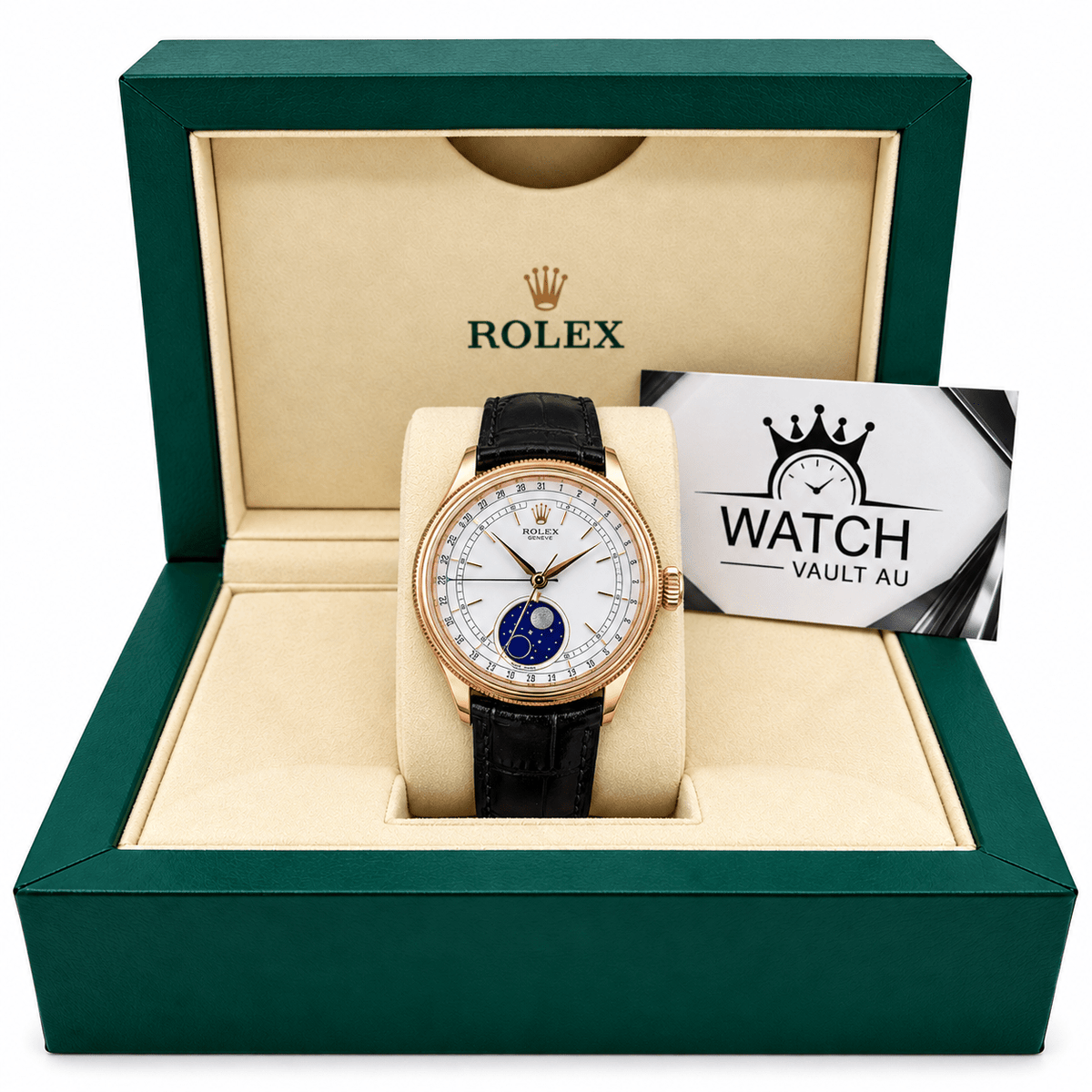 Cellini Moonphase Rose Gold Tone White Dial 39mm - Watch Vault Au