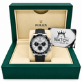 Daytona Silver Tone Meteorite Style Dial Rubber Strap 40mm - Watch Vault Au