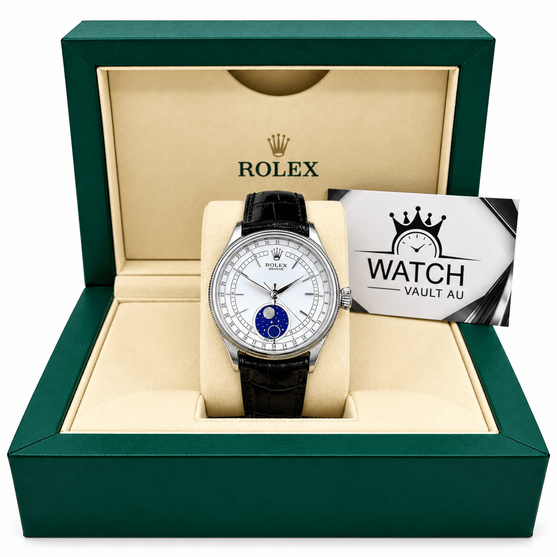Cellini Moonphase Silver Tone White Dial 39mm - Watch Vault Au