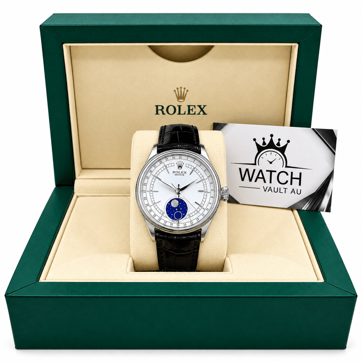 Cellini Moonphase Silver Tone White Dial 39mm - Watch Vault Au