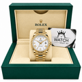 Day-Date Yellow Gold Tone White Baton Dial 40mm - Watch Vault Au