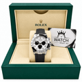 Daytona Silver Tone Arabic Dial Rubber Strap 40mm - Watch Vault Au