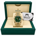 Day-Date Yellow Gold Tone Green Baton Dial 40mm - Watch Vault Au