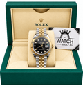 Datejust Two Tone Yellow Gold Tone Black Gem-set Dial 41mm - Watch Vault Au