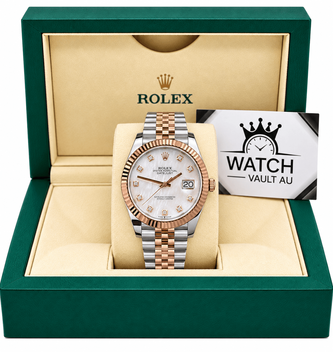 Datejust Two Tone Rose Gold Tone Mother-of-Pearl Gem-set Dial 41mm - Watch Vault Au