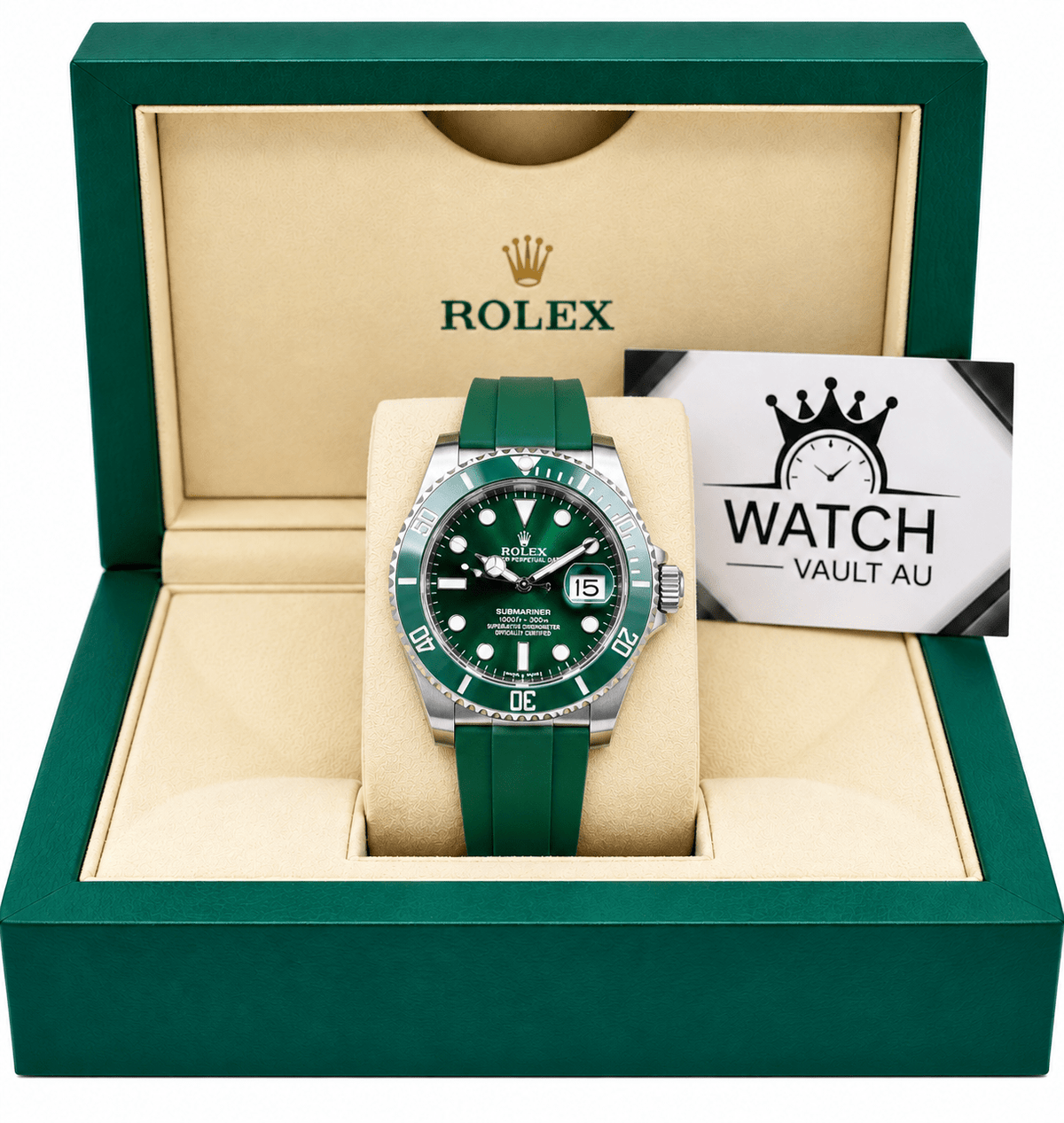 Submariner Hulk Green Dial Rubber Strap 40mm - Watch Vault Au