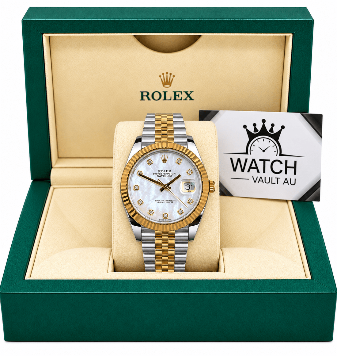 Datejust Two Tone Yellow Gold Tone Mother-of-Pearl Gem-set Dial 41mm - Watch Vault Au