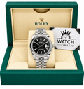 Datejust Silver Tone Black Baton Dial 41mm - Watch Vault Au