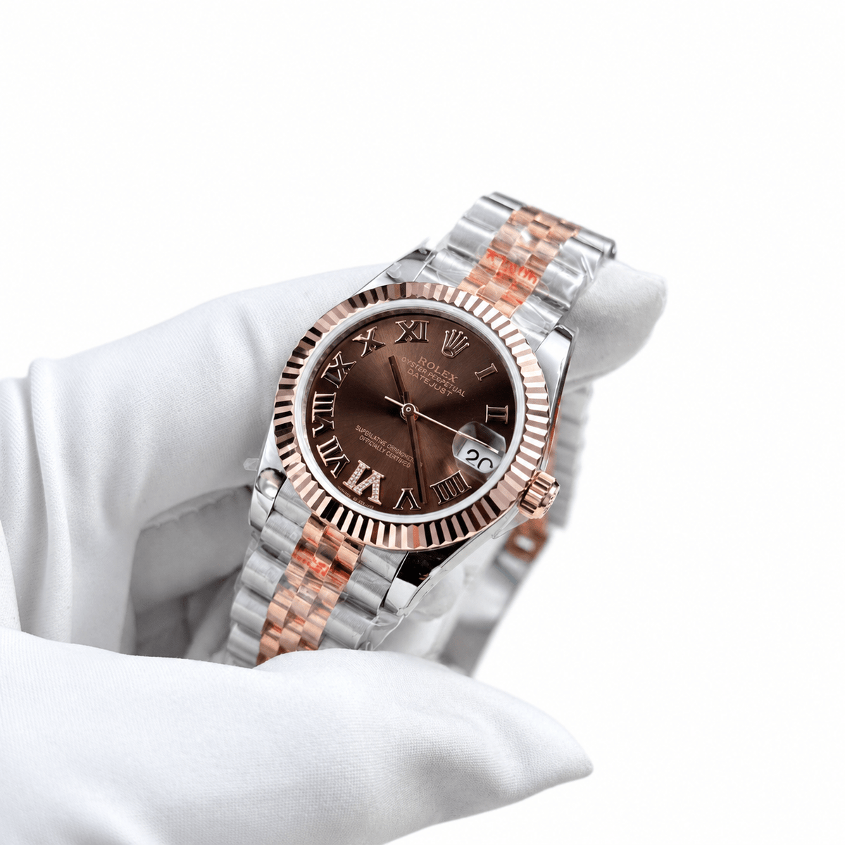 Datejust Two Tone Rose Gold Tone Chocolate Roman Dial 31mm - Watch Vault Au