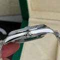 Day-Date Silver Tone Black Baton Dial 40mm - Watch Vault Au