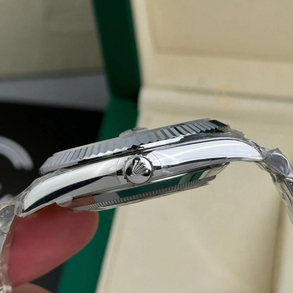 Day-Date Silver Tone Black Baton Dial 40mm - Watch Vault Au