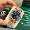 Day-Date Rose Gold Tone Blue Dial 40mm - Watch Vault Au