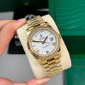 Day-Date Yellow Gold Tone White Baton Dial 40mm - Watch Vault Au