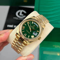 Day-Date Yellow Gold Tone Green Baton Dial 40mm - Watch Vault Au
