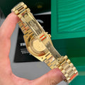 Day-Date Yellow Gold Tone Green Baton Dial 40mm - Watch Vault Au