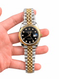 Datejust Two Tone Yellow Gold Tone Black Gem-set Dial 41mm - Watch Vault Au