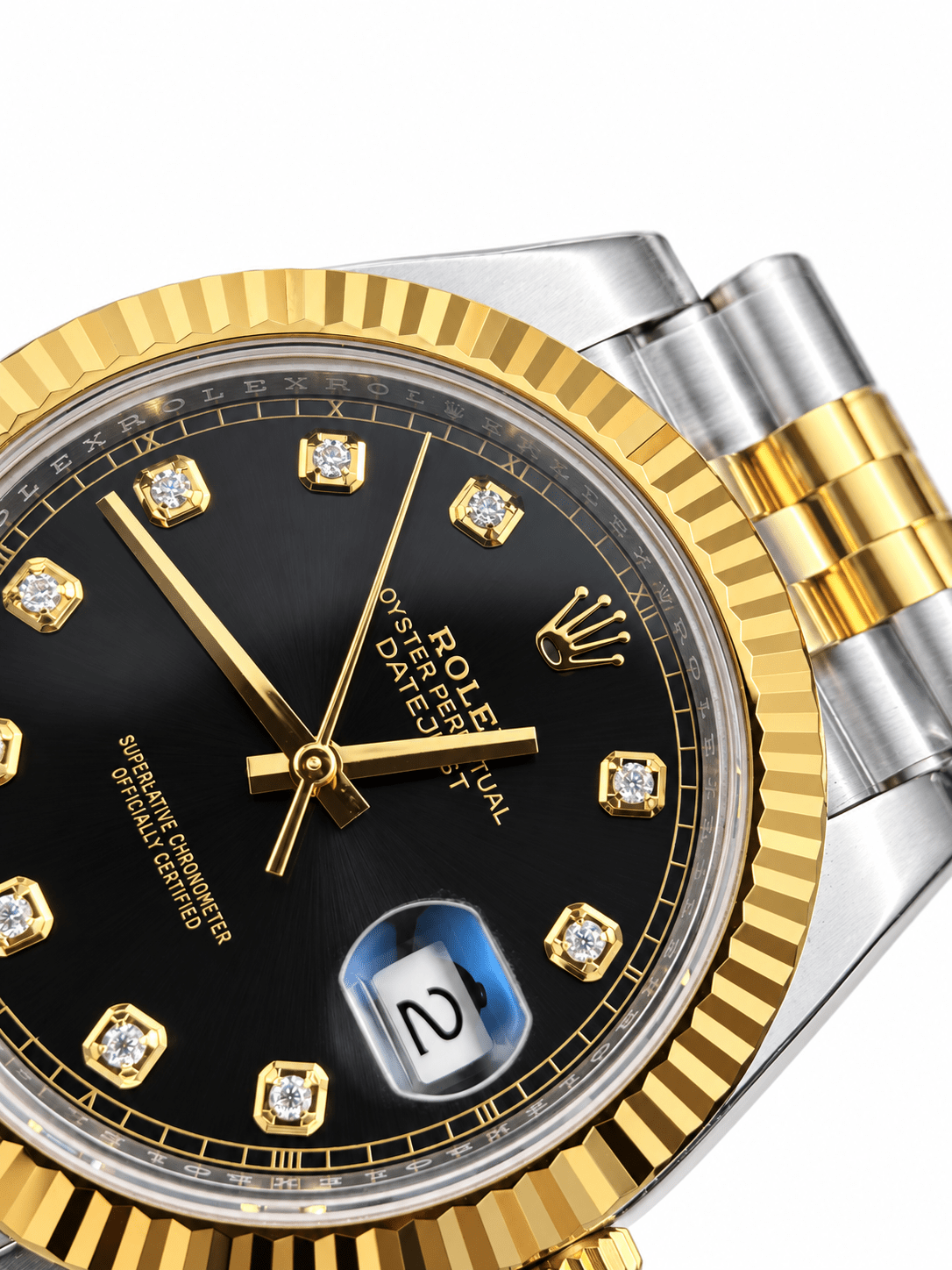 Datejust Two Tone Yellow Gold Tone Black Gem-set Dial 41mm - Watch Vault Au