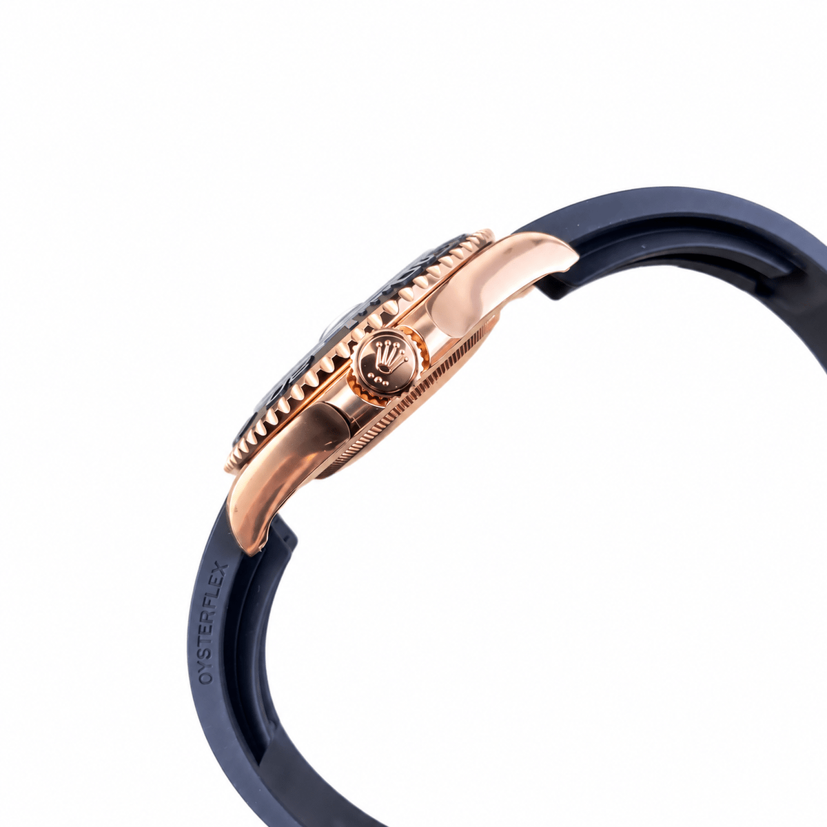 Yacht-Master Rose Gold Tone Black Dial Rubber Strap 40mm - Watch Vault Au