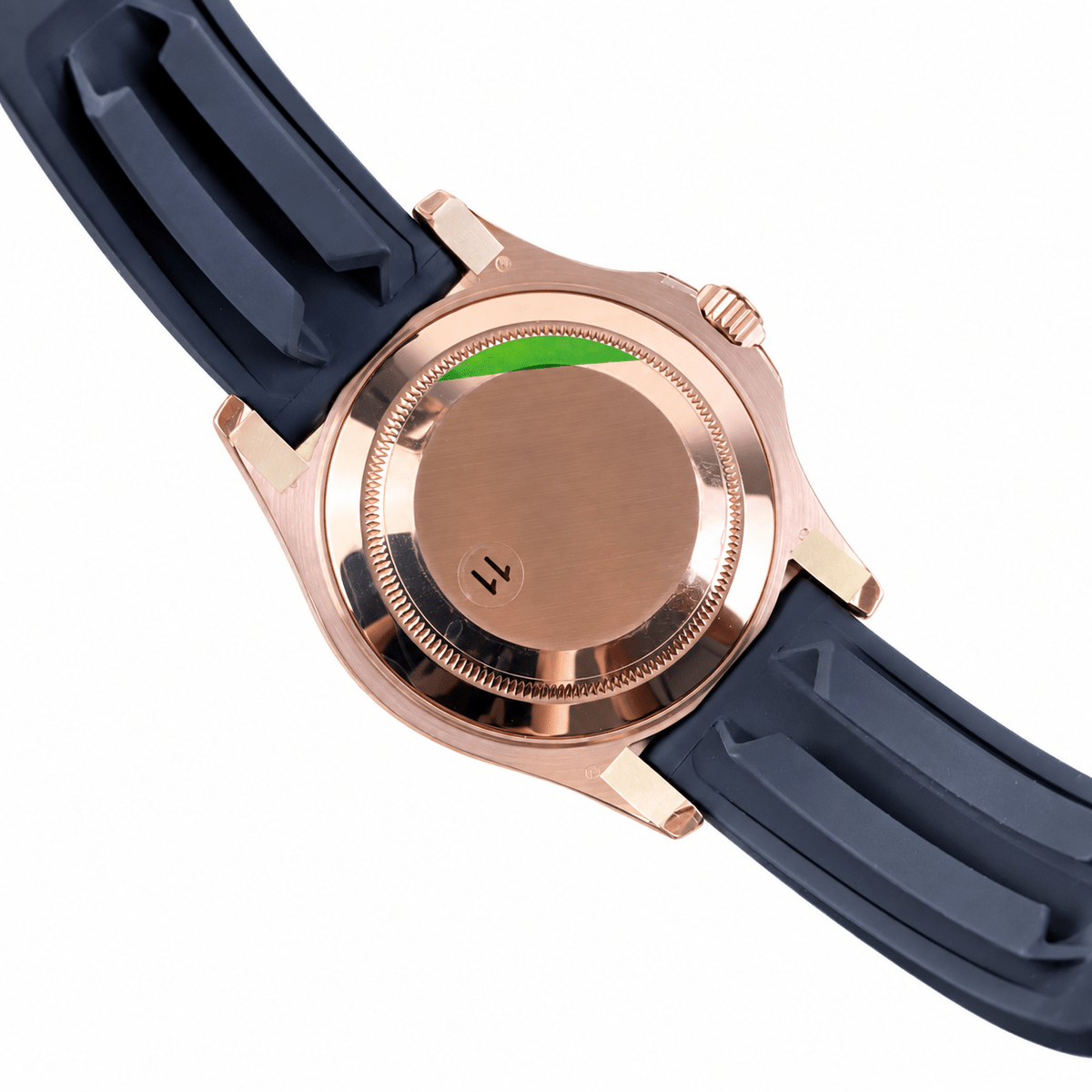 Yacht-Master Rose Gold Tone Black Dial Rubber Strap 40mm - Watch Vault Au