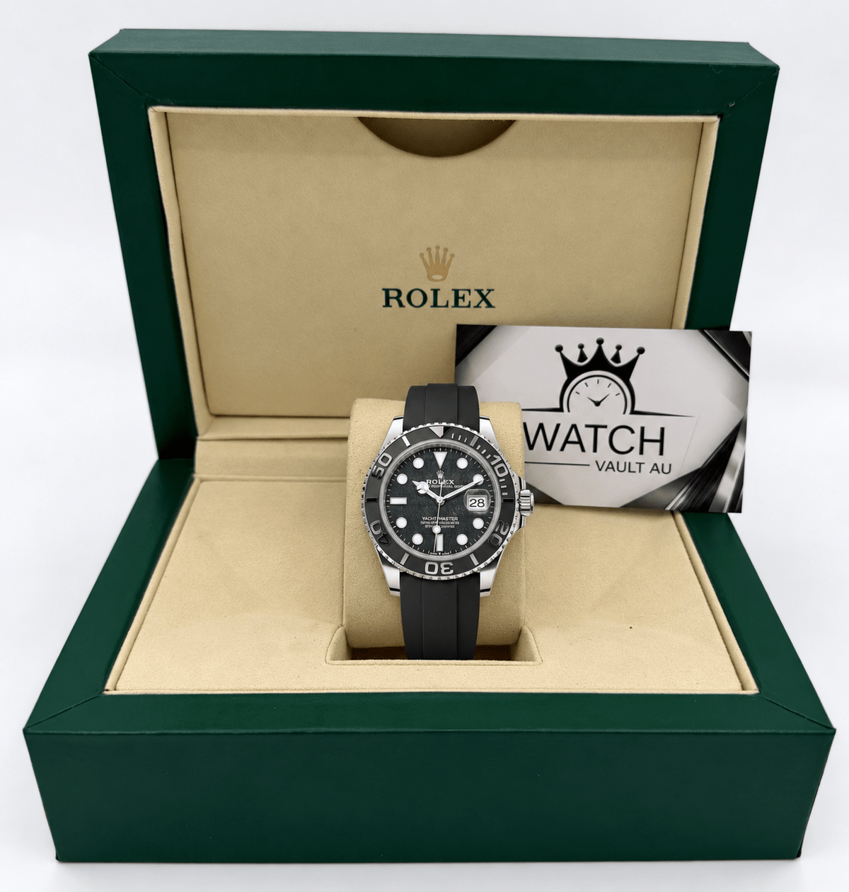 Yacht-Master Silver Tone Meteorite Style Dial Rubber Strap 42mm - Watch Vault Au