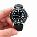 Yacht-Master Silver Tone Meteorite Style Dial Rubber Strap 42mm - Watch Vault Au