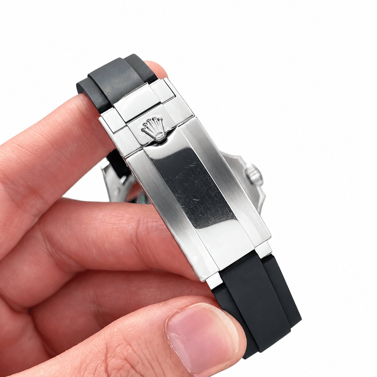 Yacht-Master Silver Tone Meteorite Style Dial Rubber Strap 42mm - Watch Vault Au