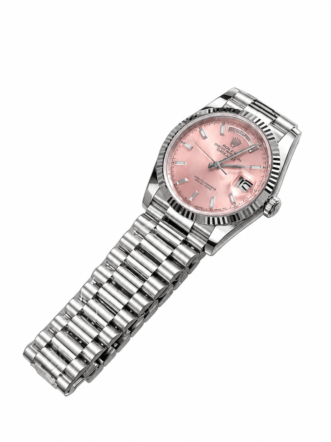 Day-Date Silver Tone Pink Dial 36mm - Watch Vault Au