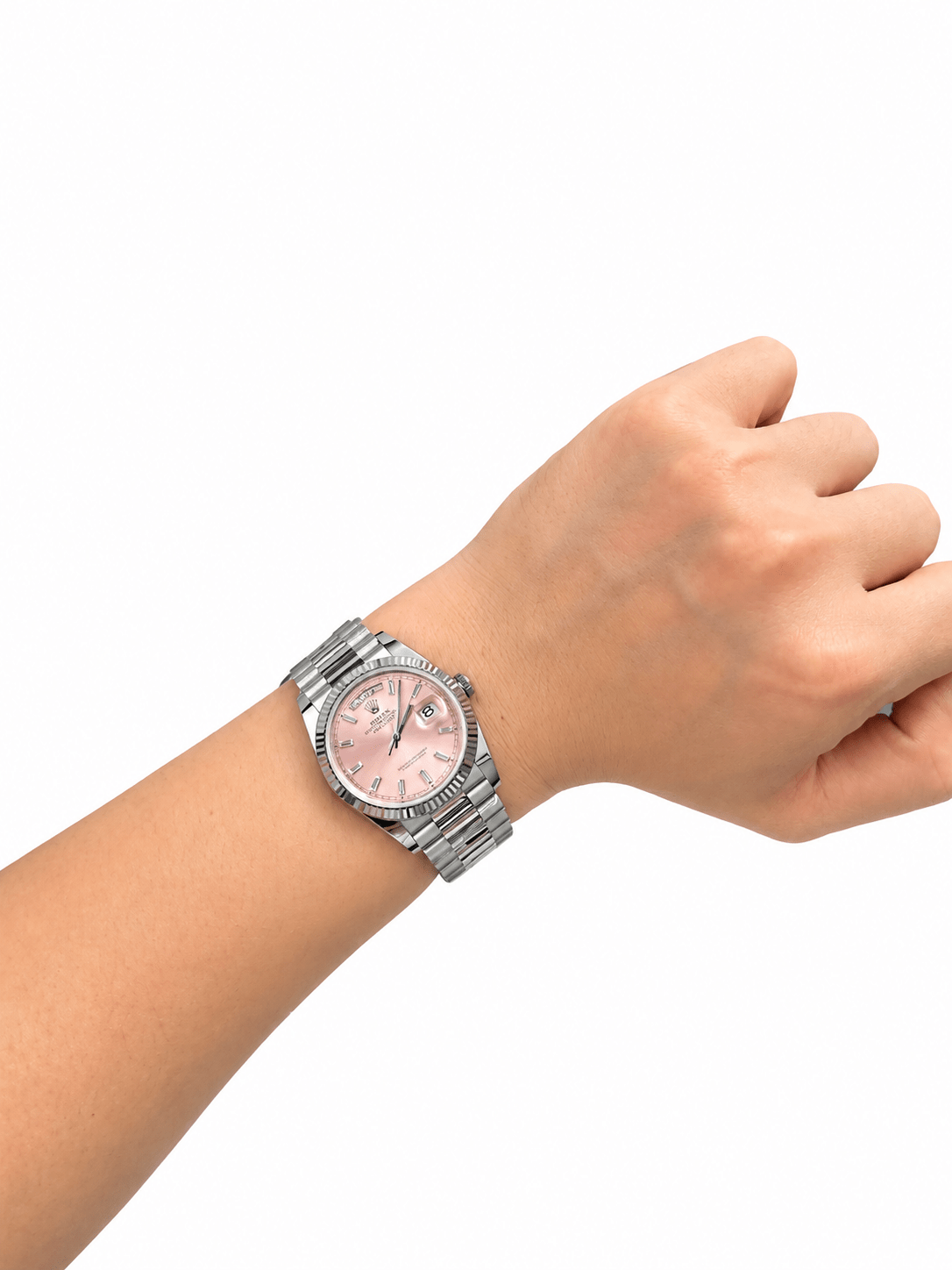 Day-Date Silver Tone Pink Dial 36mm - Watch Vault Au