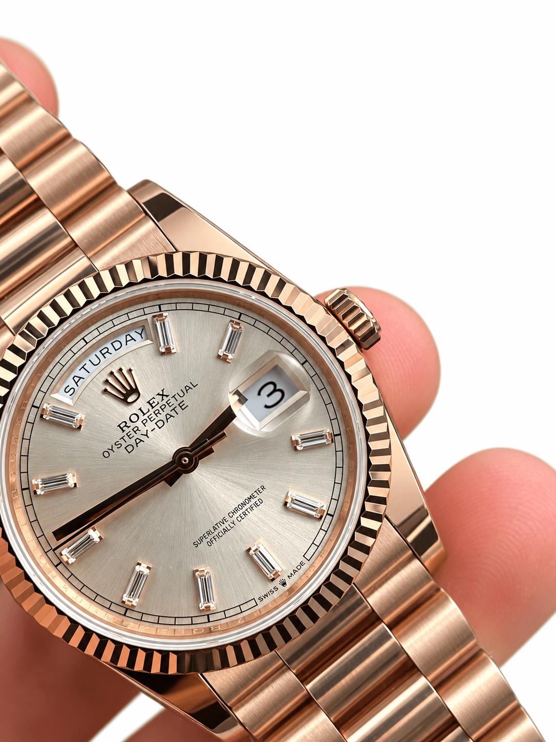 Day-Date Rose Gold Tone Silver Dial 36mm - Watch Vault Au
