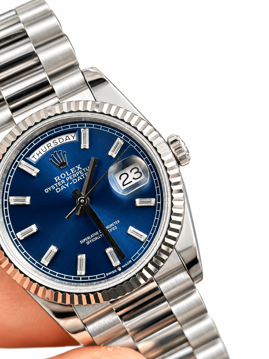 Day-Date Silver Tone Blue Dial 36mm - Watch Vault Au