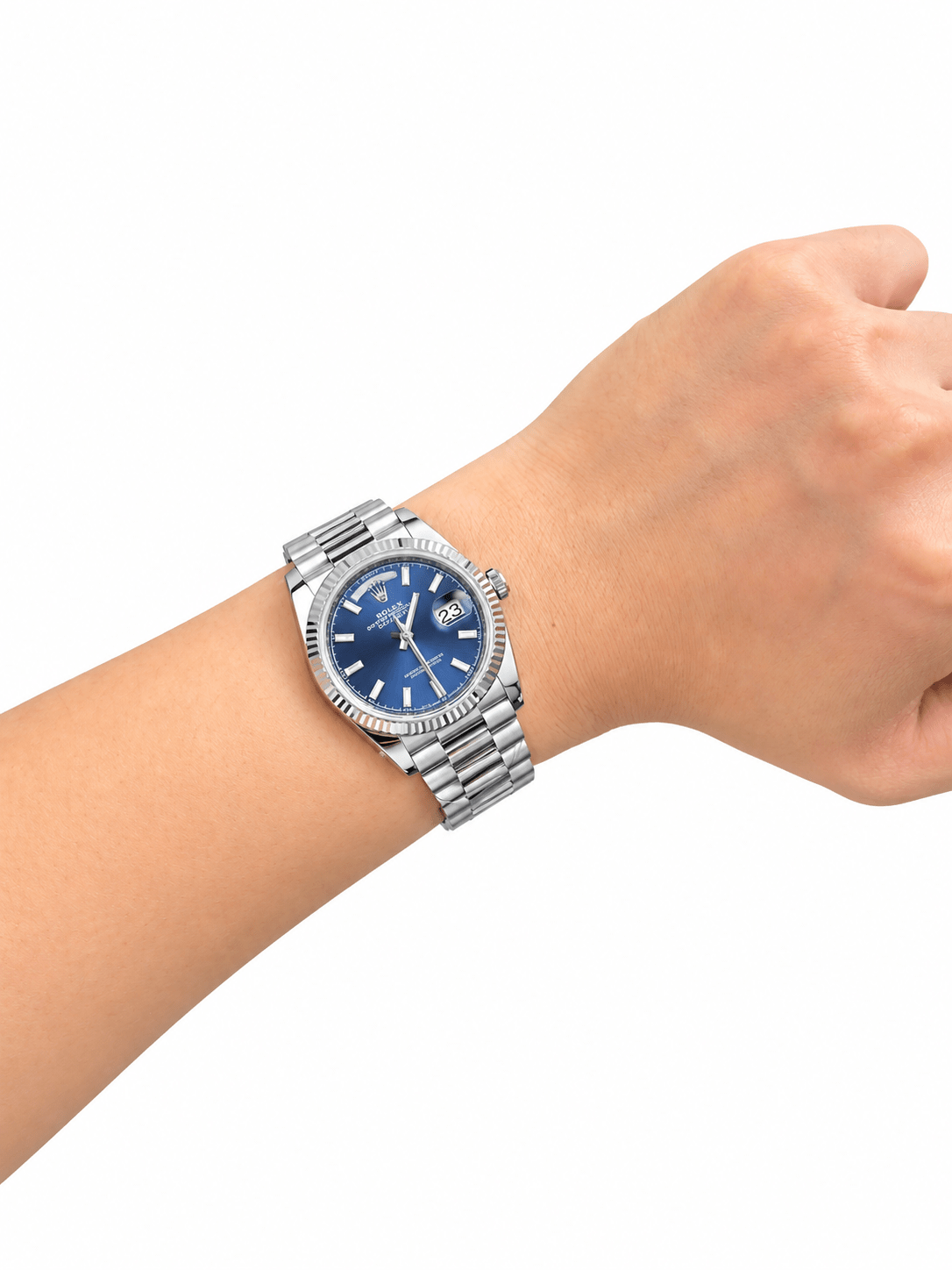 Day-Date Silver Tone Blue Dial 36mm - Watch Vault Au