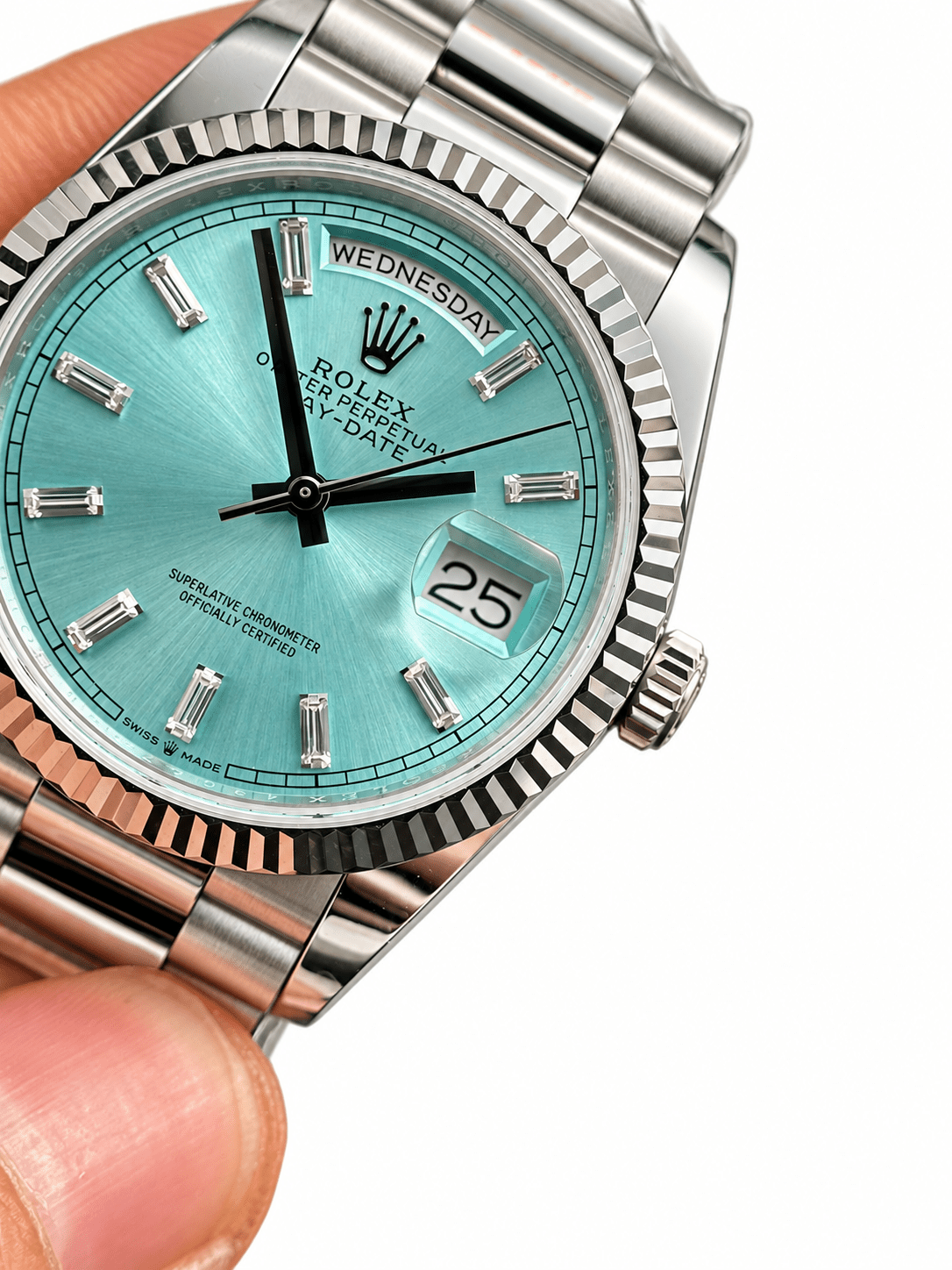 Day-Date Silver Tone Ice Blue Dial 36mm - Watch Vault Au