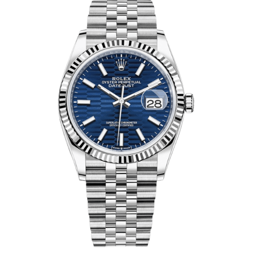 Datejust Silver Tone Blue Motif Dial 36mm - Watch Vault Au