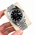 Datejust Silver Tone Black Gem-set Dial 41mm - Watch Vault Au