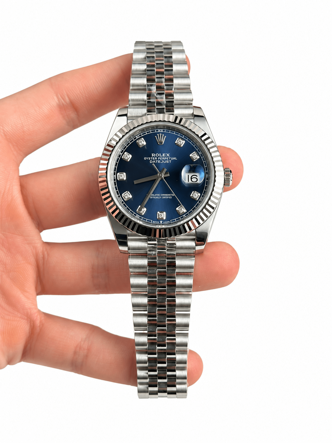 Datejust Silver Tone Blue Gem-set Dial 41mm - Watch Vault Au
