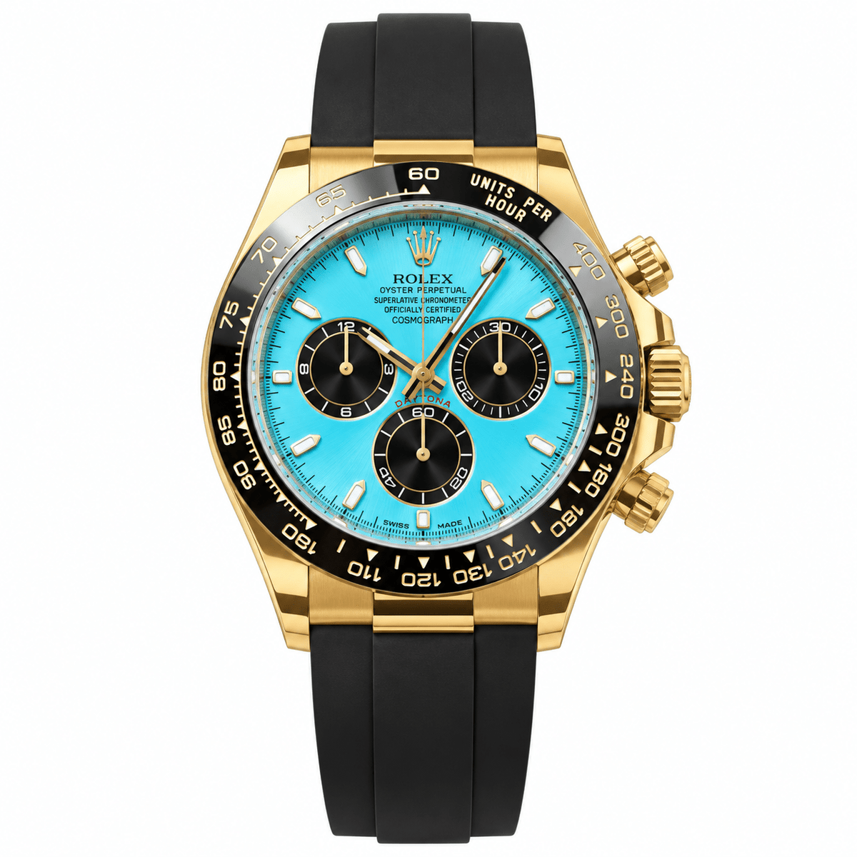 Daytona Yellow Gold Tone Tiffany Dial Rubber Strap 40mm - Watch Vault Au